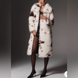 Anthropologie NVLT Faux Fur Coat - White and Brown NWT